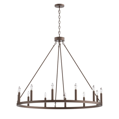 12-Light Candle Style Wagon Wheel Chandelier UL Listed