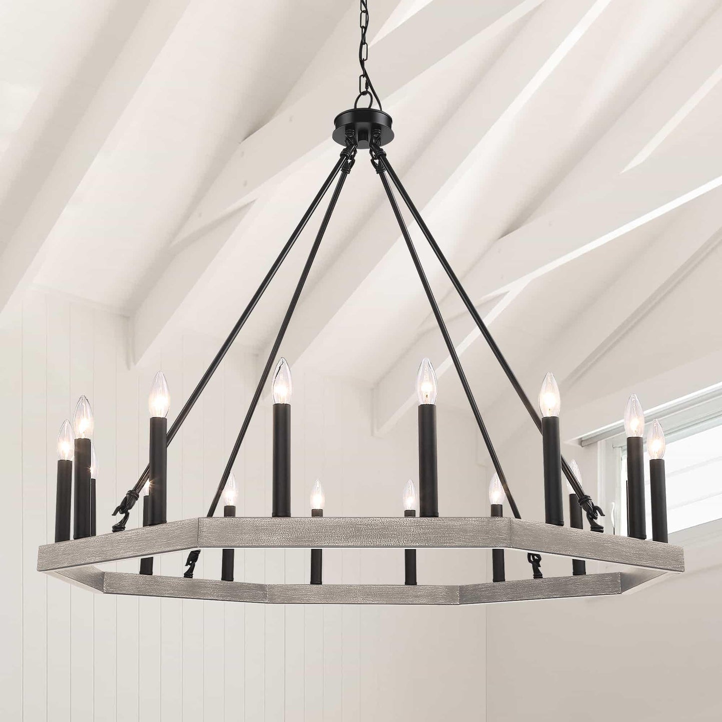 16 light candle style wagon wheel chandelier 1 (27) by ACROMA