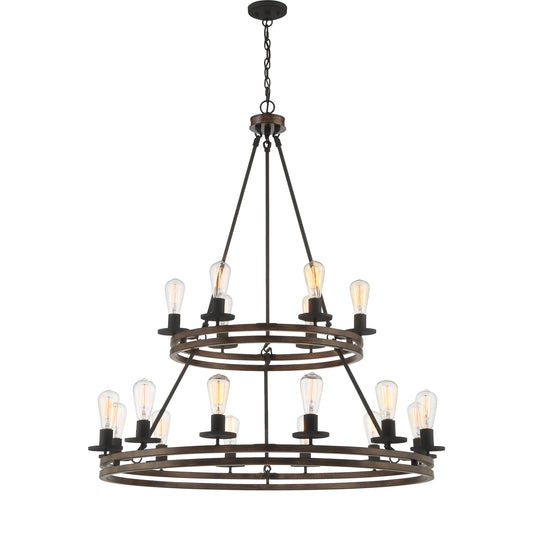 18-Light Candle Style Wagon Wheel Tiered Chandelier UL Listed