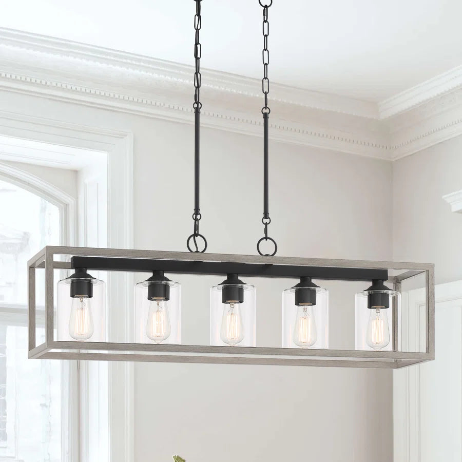 5 light rectangle glass chandelier (1) by ACROMA