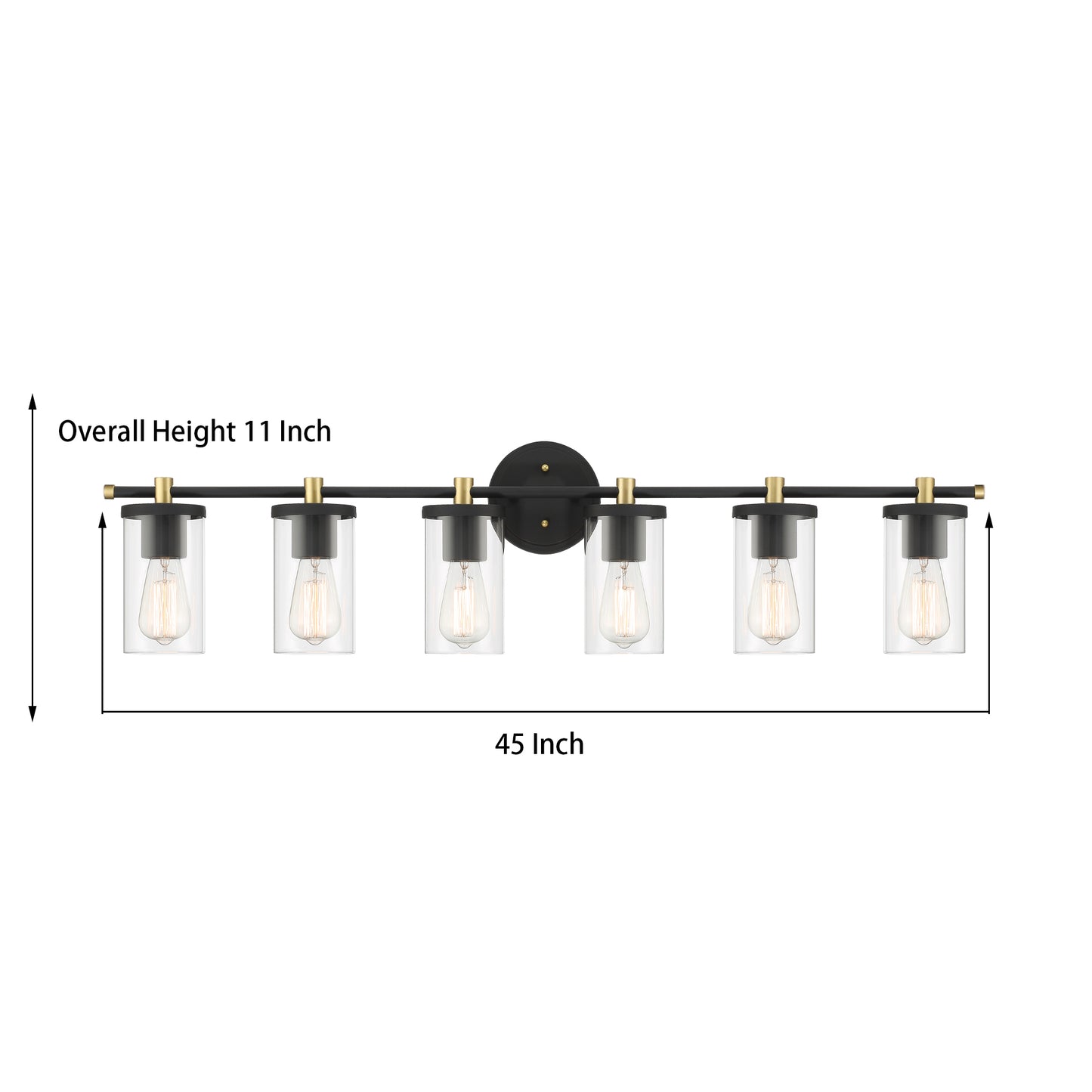 6-Light Bathroom Steel Black Vanity light