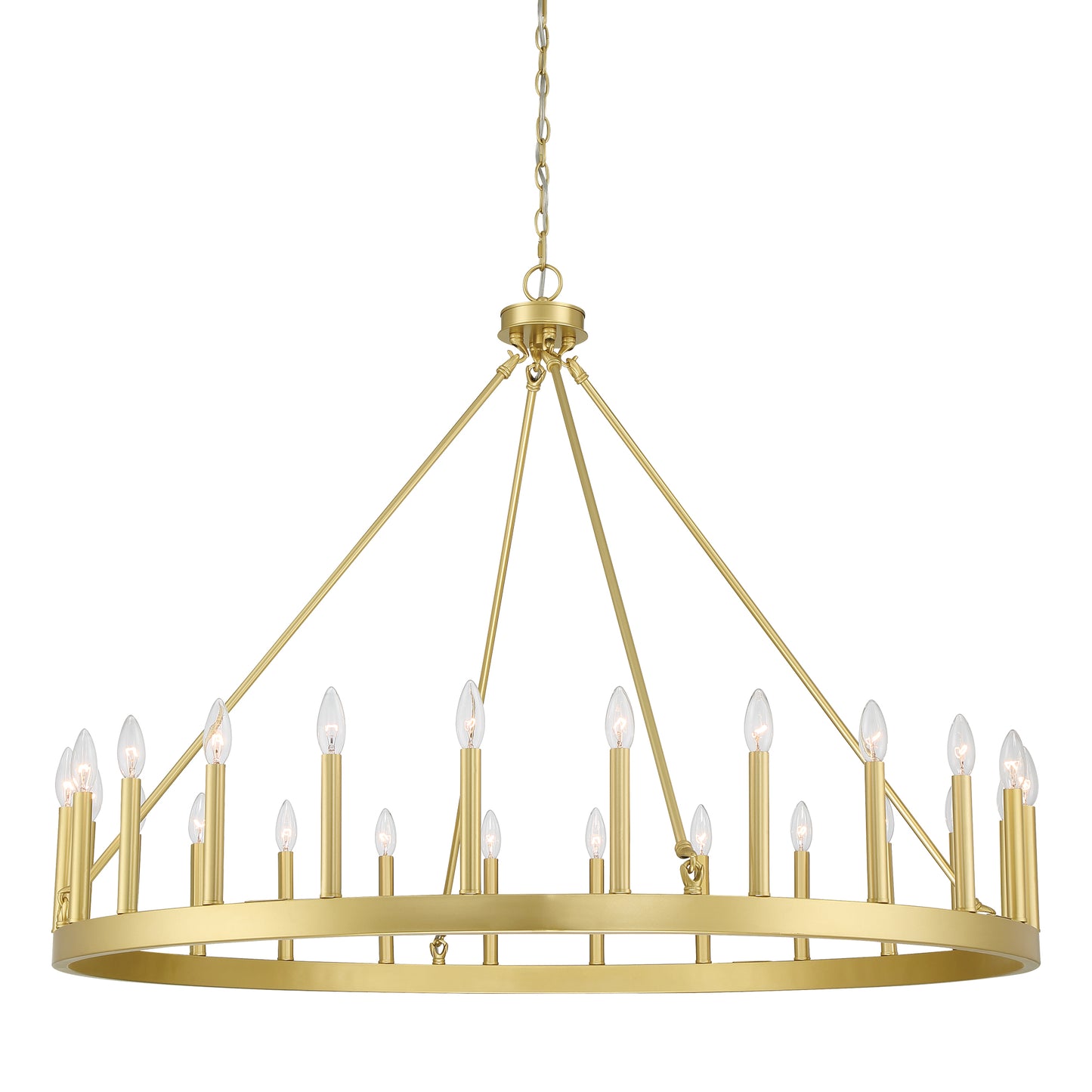 24-Light Candle Style Wagon Wheel Chandelier UL Listed