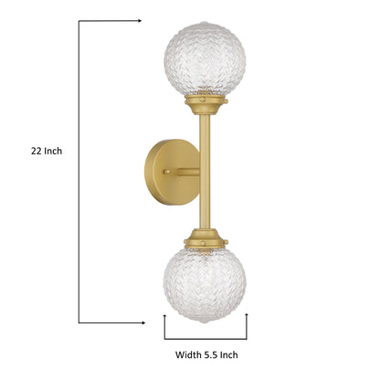2-Light Gold Glass Wall Sconce