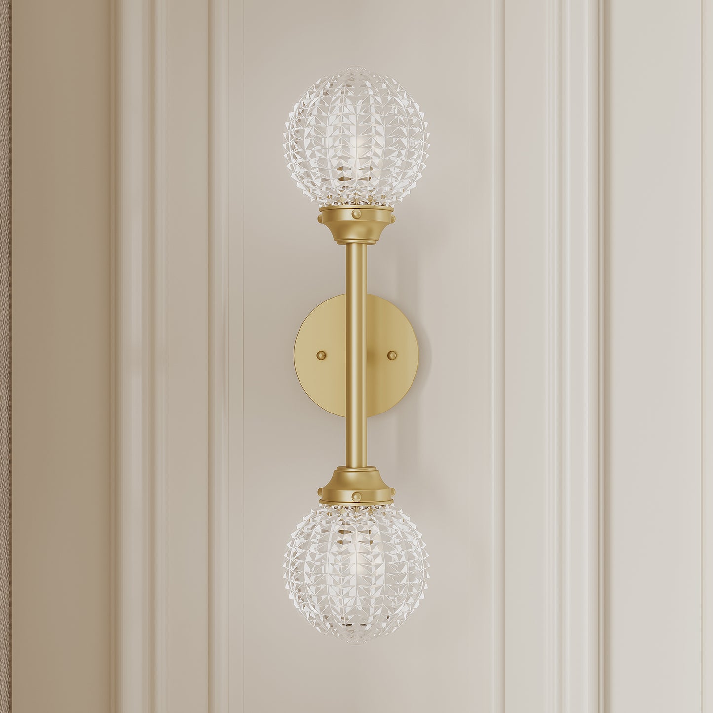 2 light gold glass wall sconce (1) by ACROMA