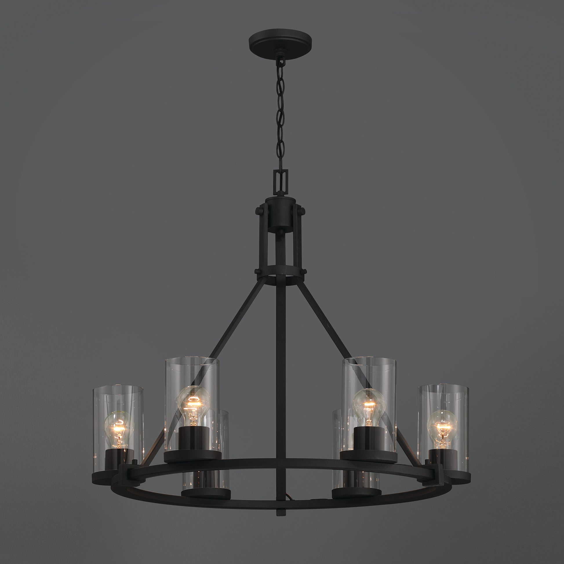 6 light classic wagon wheel chandelier (7) by ACROMA