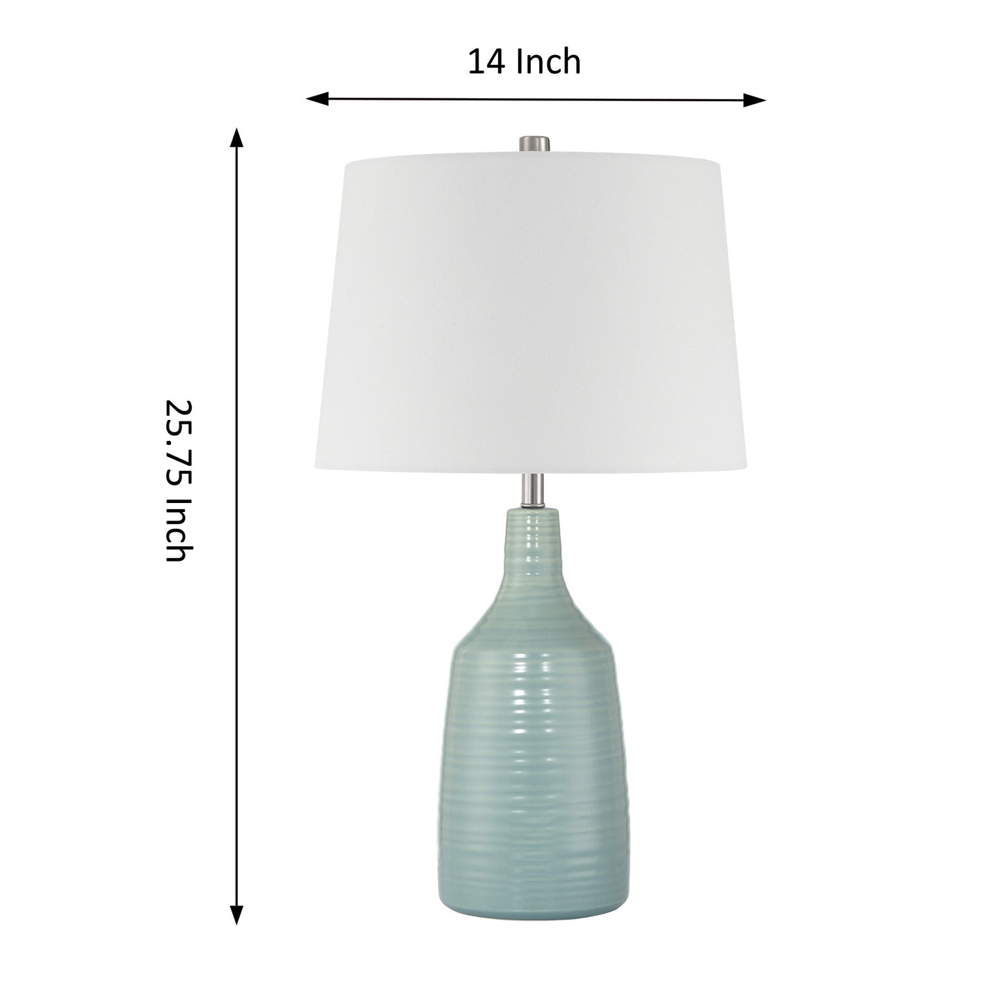 1-Light Cyan Ceramic Table Lamp (Set of 2)