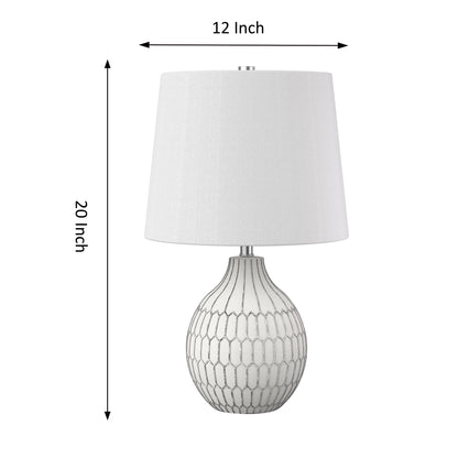 1-Light White Frosted Ceramic Table Lamp (Set of 2)