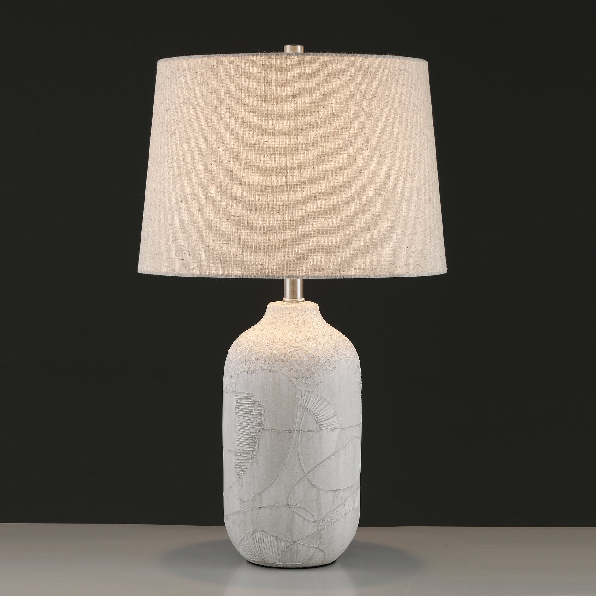 1 light linen ceramic table lamp set of 2 (2) by ACROMA