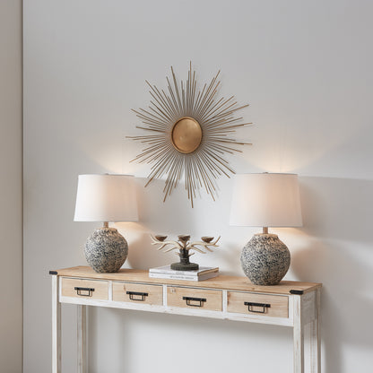 1-Light Raised Design Table Lamp (Set of 2)