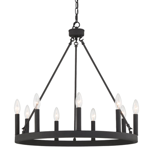 9-Light Candle Style Wagon Wheel Chandelier UL Listed