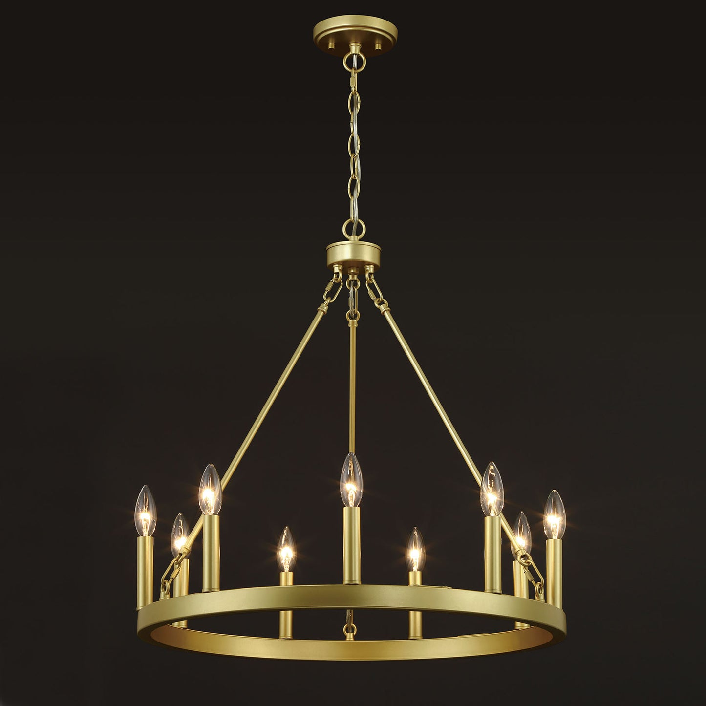 9-Light Candle Style Wagon Wheel Chandelier UL Listed
