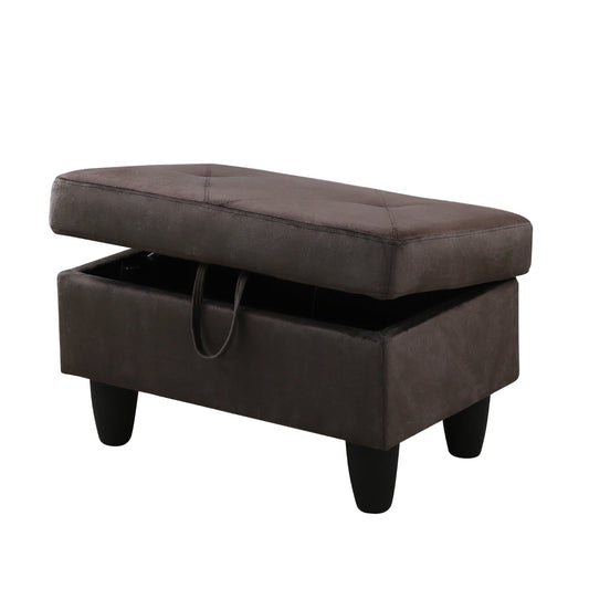 Enfield Tan Flannel Upholstered Storage Ottoman