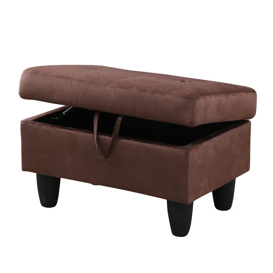 Brown Rectangle Solid Colour Storage Ottoman