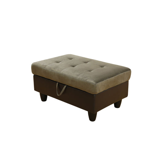 Brown Fabric Upholstered Storage Ottoman