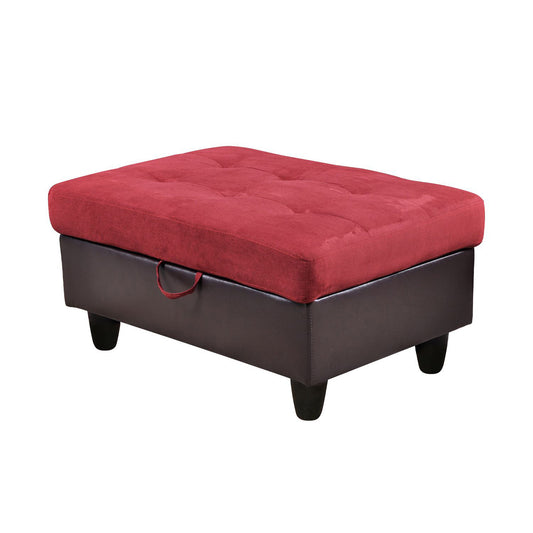 Red Fabric Upholstered Storage Ottoman