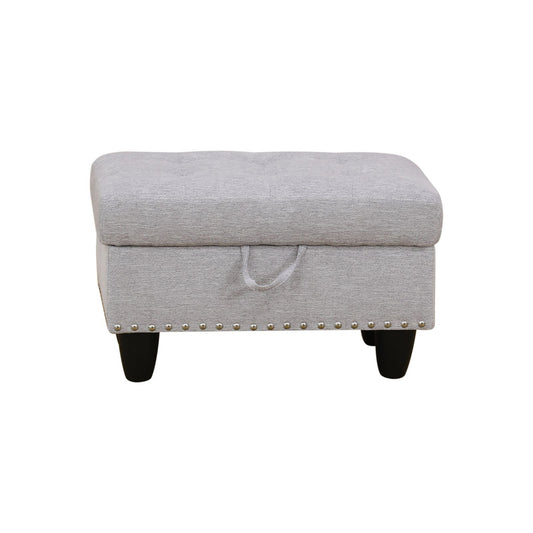 Gray Fabric Upholstered Storage Ottoman