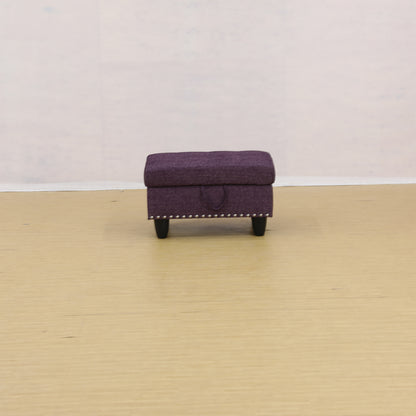 Linen Purple Rectangle Solid Colour Storage Ottoman