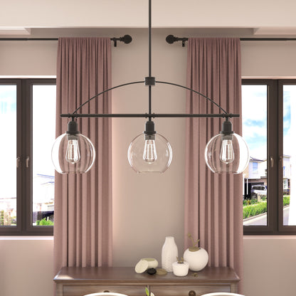 3-Light Shaded Tiered Chandelier with Hand Blown Glass Accents