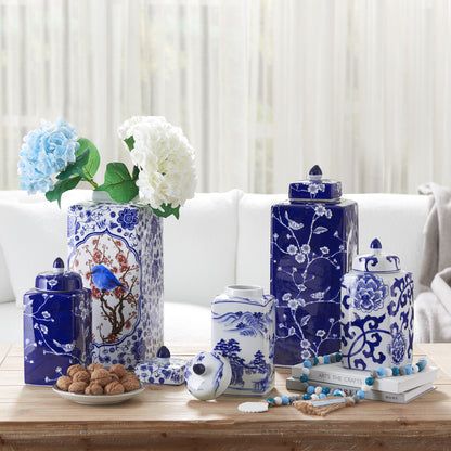 Handmade Blue Ceramic Ginger Jar / Table Vase