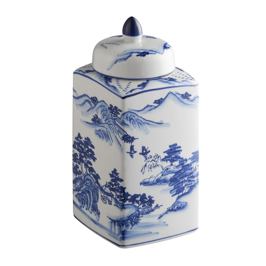 Handmade Blue White Ceramic Ginger Jar / Table Vase