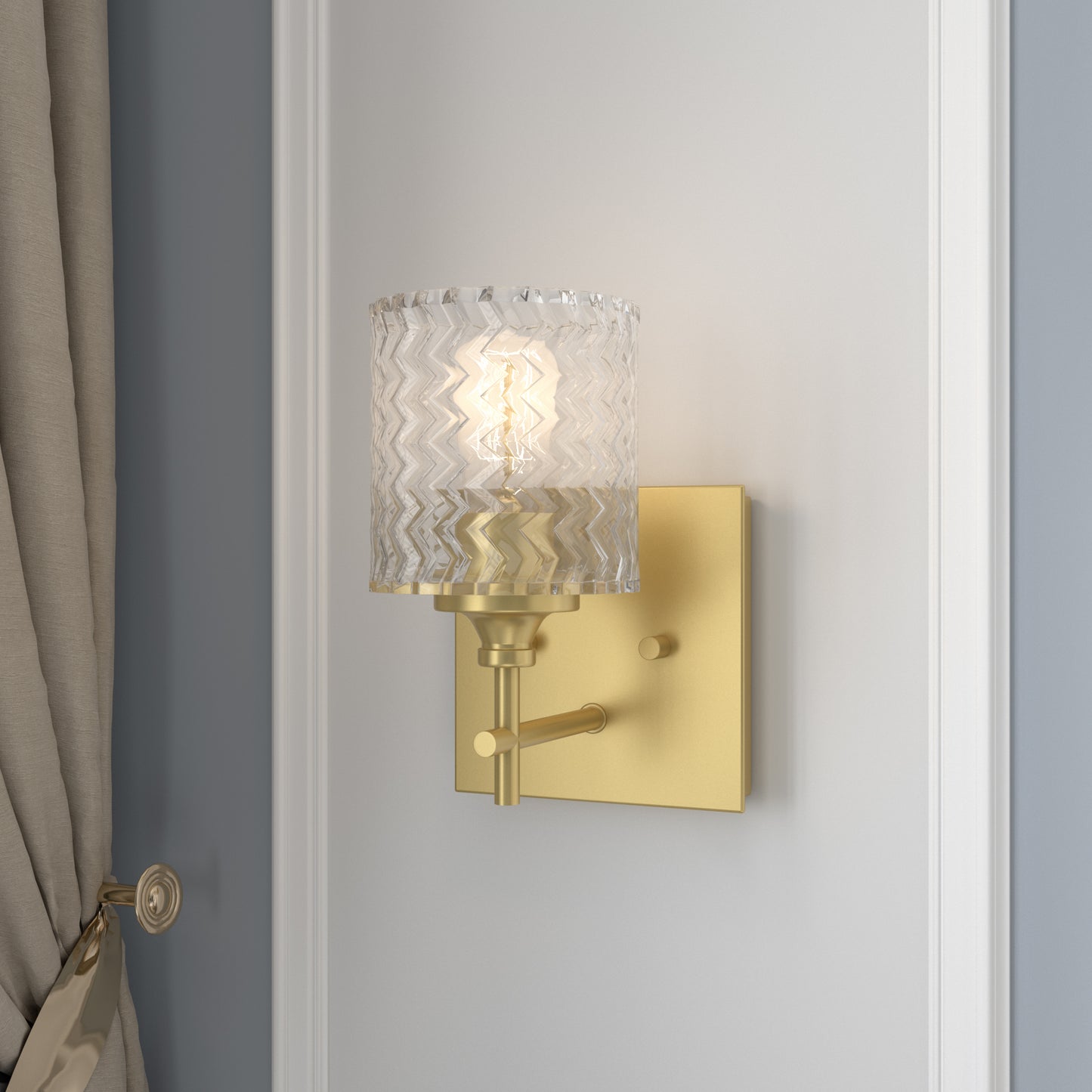 1-Light Gold Glass Wall Sconce