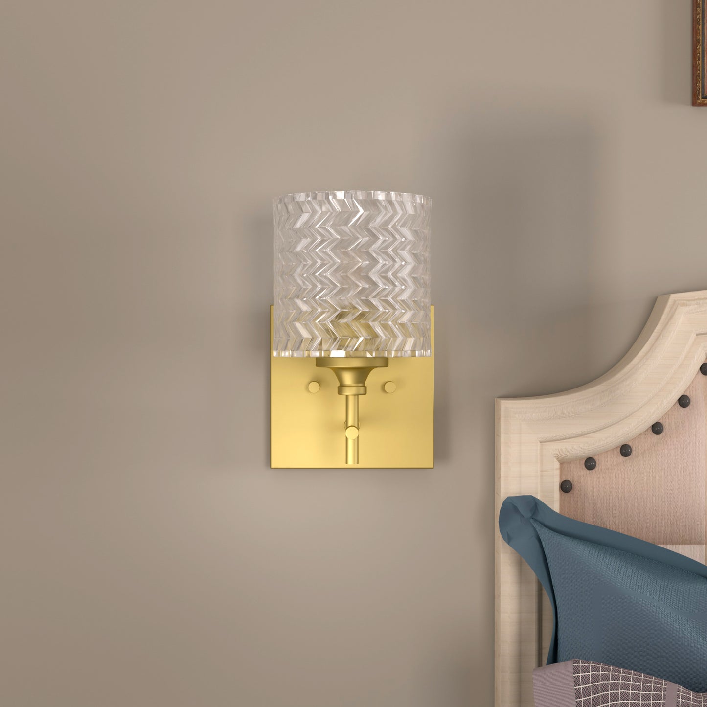 1-Light Gold Glass Wall Sconce