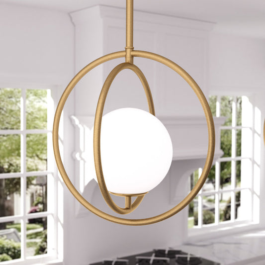 1-Light Sphere Globe Gold Pendant