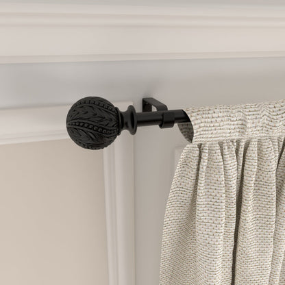 Carving Design Adjustable Single Curtain Rod (2) by ACROMA