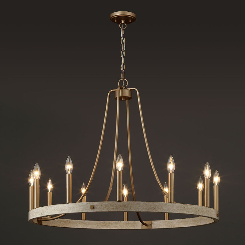 12 light candle style wagon wheel farmhouse chandelier (21) by ACROMA