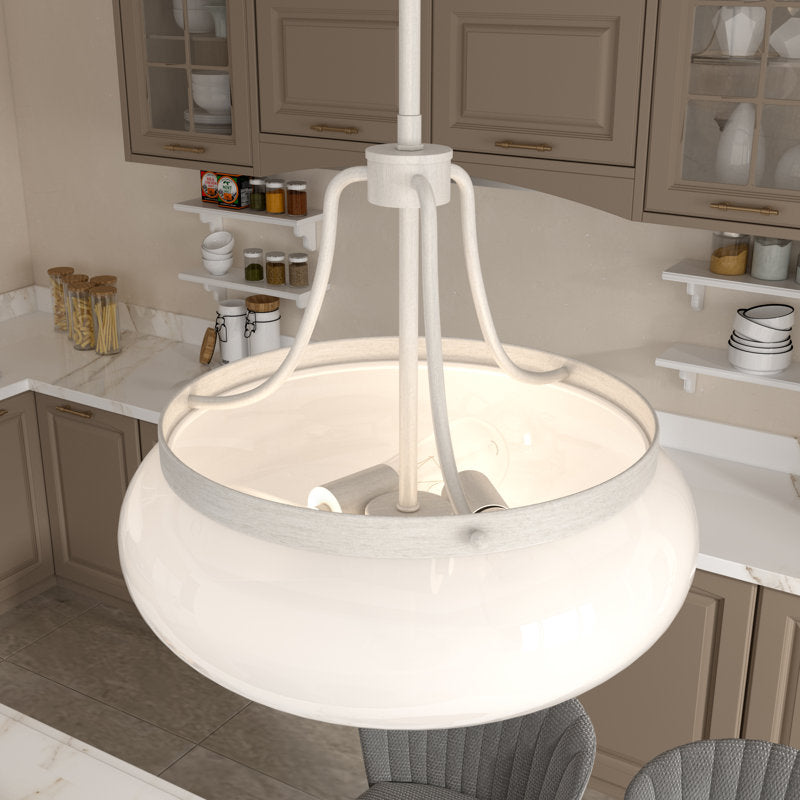 31103 | 3 - Light White Washed Opal Bowl Pendant by ACROMA™  UL