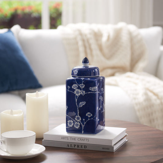 handmade blue ceramic ginger jar table vase (1) by ACROMA