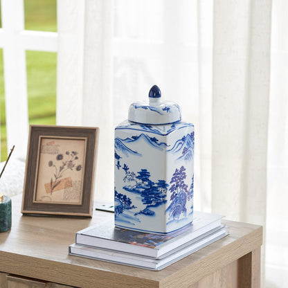 handmade blue ceramic ginger jar table vase (9) by ACROMA