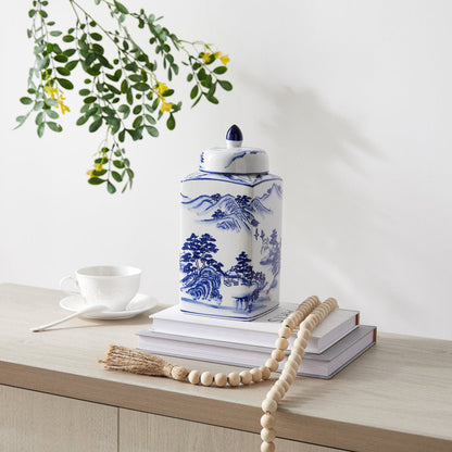 handmade blue ceramic ginger jar table vase (7) by ACROMA