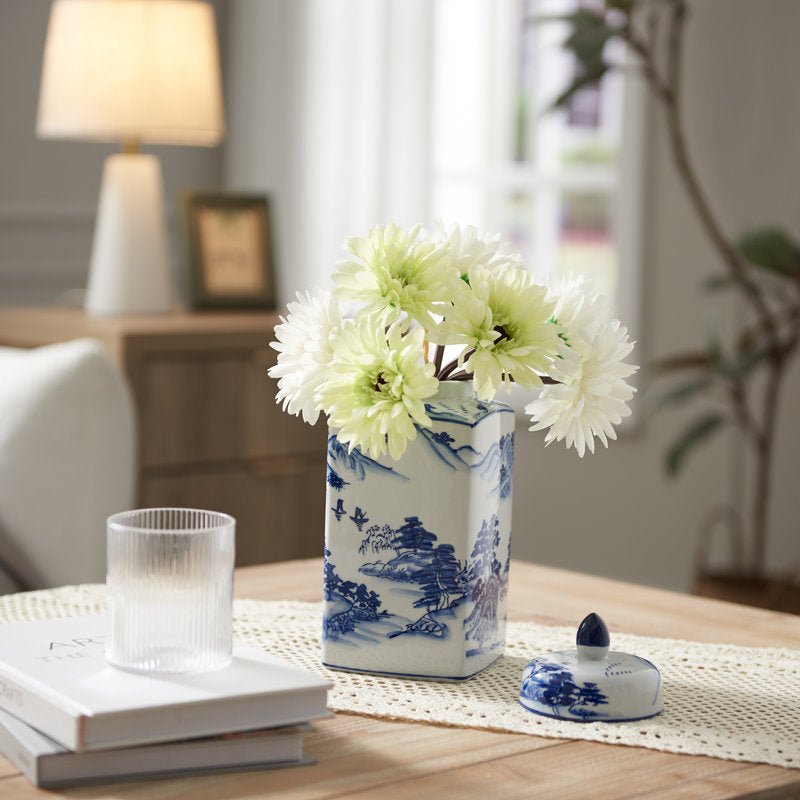 handmade blue ceramic ginger jar table vase (8) by ACROMA