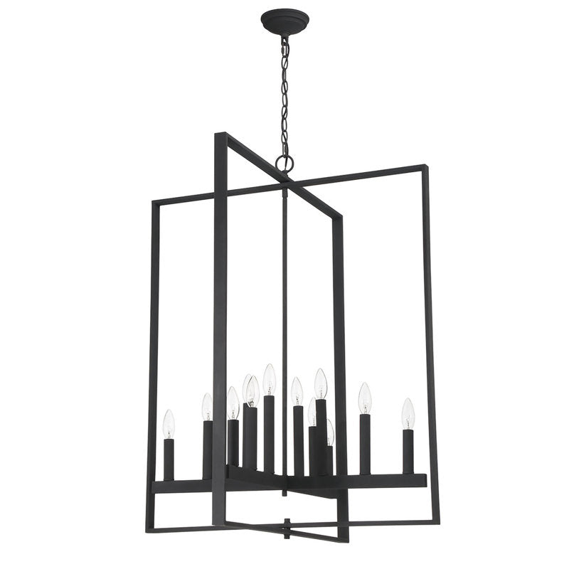 12-Light Candle Style Rectangle Chandelier UL Listed