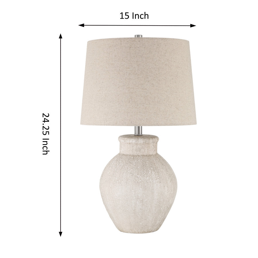 1-Light Creamy Ceramic Table Lamp (Set of 2)