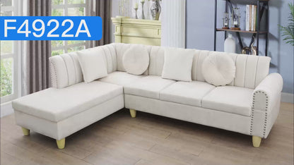 Crystal White Flannel 2-Piece Living Room Sofa Set