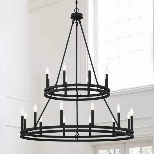 20 light candle style wagon wheel tiered chandelier (1) by ACROMA