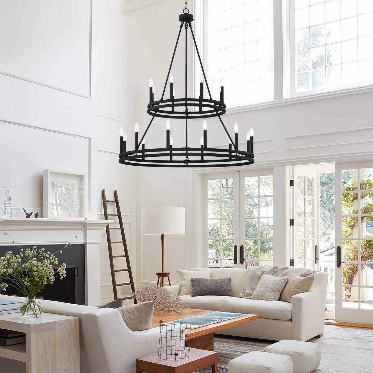 20 light candle style wagon wheel tiered chandelier (2) by ACROMA