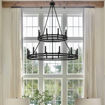 20 light candle style wagon wheel tiered chandelier (6) by ACROMA