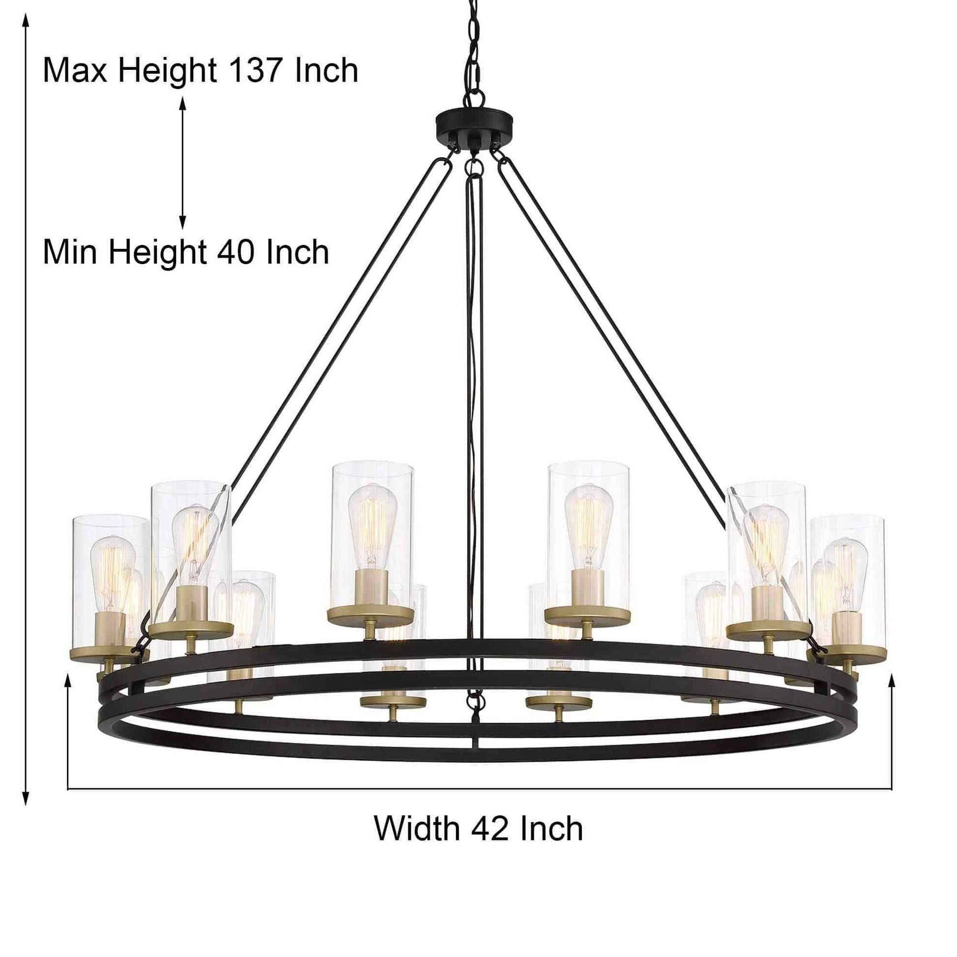 1012CL | 12 - Light Shaded Wagon Wheel Chandelier by ACROMA™  UL - ACROMA