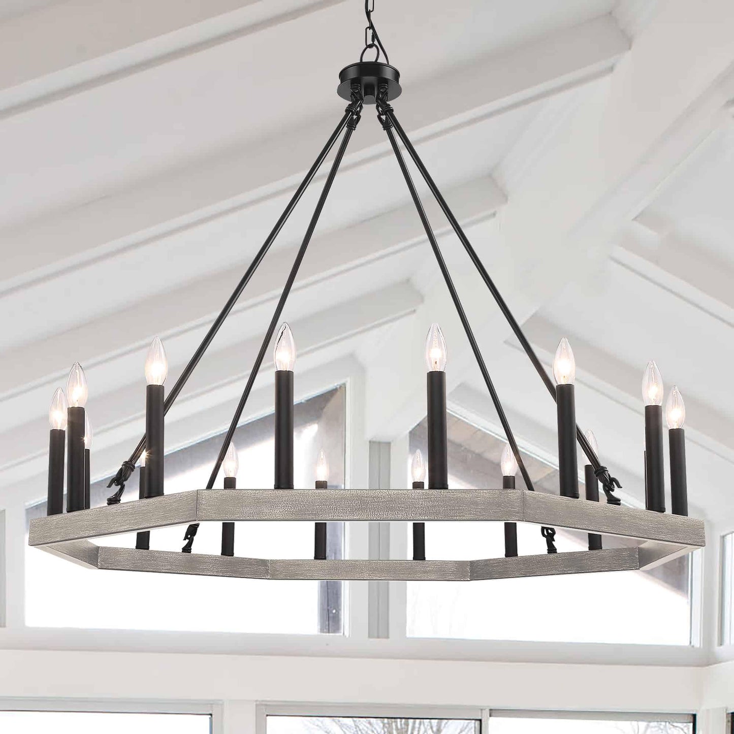 16 light candle style wagon wheel chandelier 1 (2) by ACROMA