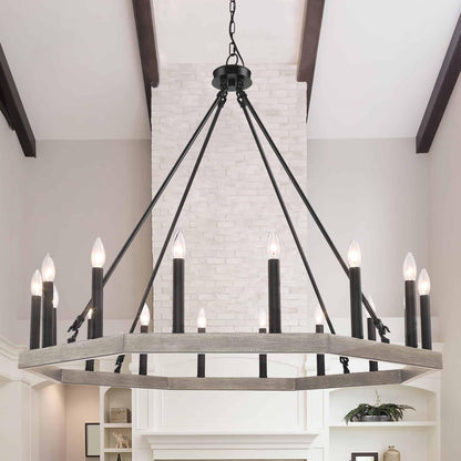 16 light candle style wagon wheel chandelier 1 (8) by ACROMA