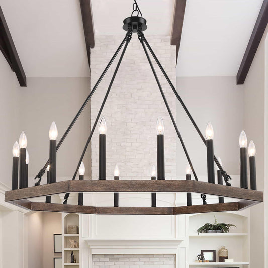 16 light candle style wagon wheel chandelier 1 (26) by ACROMA