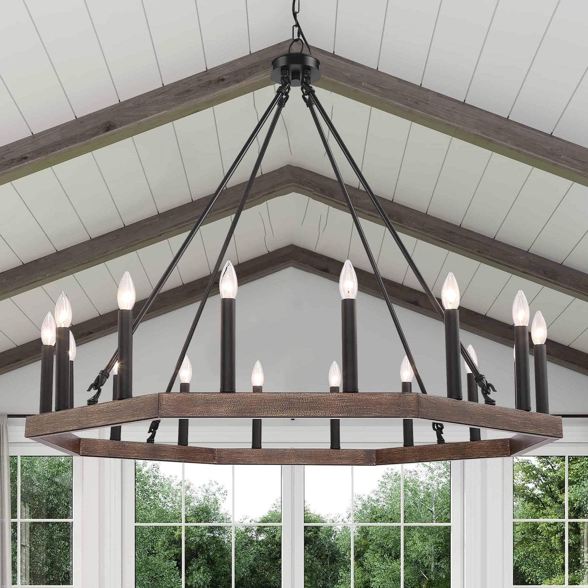 16 light candle style wagon wheel chandelier 1 (14) by ACROMA