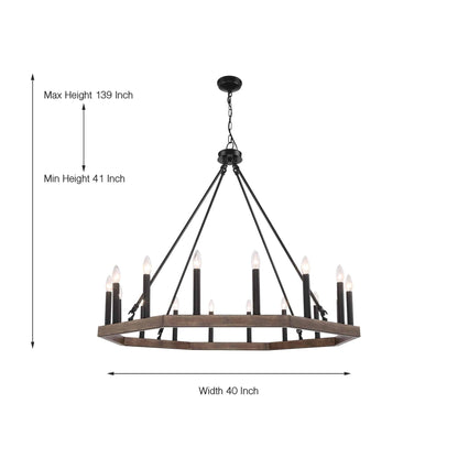 10586 | 16 - Light Modern Farmhouse Wagon Wheel Chandelier by ACROMA™  UL - ACROMA