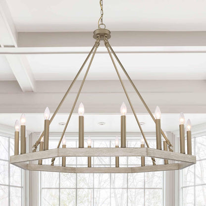 16 light candle style wagon wheel chandelier 1 (21) by ACROMA