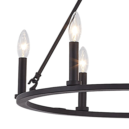 6 light candle style wagon wheel entry chandelier (7) by ACROMA