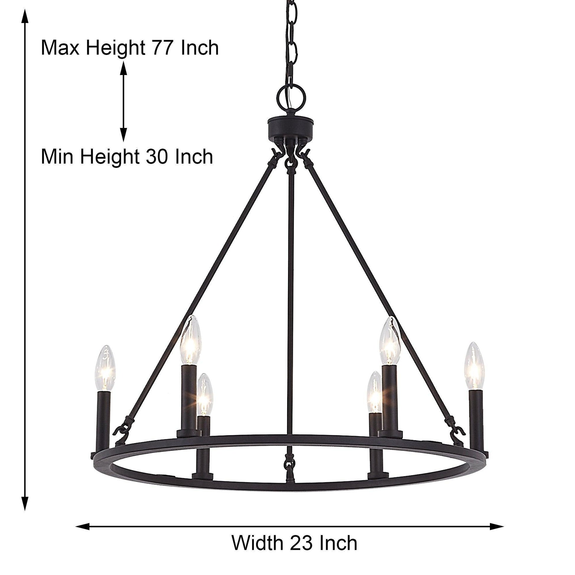 6 light candle style wagon wheel entry chandelier (6) by ACROMA
