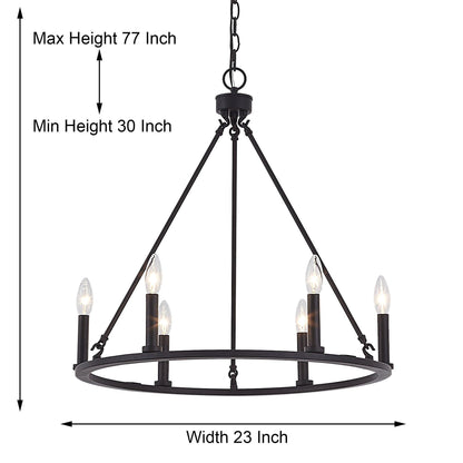 6 light candle style wagon wheel entry chandelier (6) by ACROMA